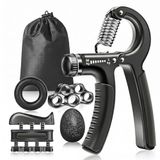 Coverzone 5 Parça El Kol Bilek Güçlendirici Set | Ayarlanabilir 5-60 kg El Yayı, Parmak Direnç Bandı, Stres Topu, Silikon Kavrama Halkası ve Parmak Egzersiz Aparatı, Siyah, GRP01