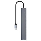 Coverzone 5Gbps Çoklayıcı Adaptör 7 in 1 Type-C To USB, Power/Güç Destekli, PC Bilgisayar Uyumlu Tip C Çevirici Adaptör Çok Portlu Çoklayıcı 7 in 1 USB HUB Gri Renk (ZR782 - Type-C)