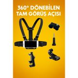 Coverzone 5’li Göğüs Bandı Aksiyon Kamera & Telefon Tutucu – 360° Ayarlı GoPro Uyumlu Harness ZR1130