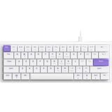 CoverZone 60% Mekanik Klavye 61 Tuş Düşük Profil Kablolu Kompakt Gaming ve Ofis Klavyesi Kırmızı Linear Switch 22 Tuş Anti Ghosting Abs Keycaps Ajazz (NKL61 Beyaz Mor | Red Switch) - Beyaz - Açık Mor
