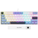 CoverZone 61 Tuş Mekanik Gaming Klavye Kablolu Red Switch Hot-Swap Rgb Aydınlatmalı Kompakt 60% Düzen Type-C USB N-Key Rollover Oyuncu Klavyesi Windows Android Uyumlu | Ajazz NK61 (Mavi Beyaz - NK61) - Mavi - Beyaz