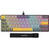 CoverZone 61 Tuş Mekanik Gaming Klavye Kablolu Red Switch Hot-Swap Rgb Aydınlatmalı Kompakt 60% Düzen Type-C USB N-Key Rollover Oyuncu Klavyesi Windows Android Uyumlu | Ajazz NK61 (Siyah Sarı - NK61) - Siyah - Sarı