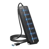 Coverzone 7 Port Usb 3.0 Hub Çoklayıcı Çoğaltıcı Switch Splitter 1.2 Metre Kablo