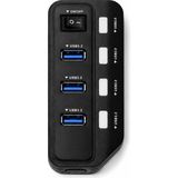 CoverZone 7 Port USB Hub USB 3.2 Gen1 5gbps, 4x USB 3.2 + 3x USB 2.0 Çoklayıcı, Açma Kapama Anahtarlı, Usb-A ve Usb-C Adaptörlü, Plug & Play, Windows Mac Android Uyumlu | SY-U332 - Siyah