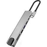 Coverzone 8 in 1 Type C to 2 Port USB 3.0 2 SD Kart TF Kart HDMI RJ45 2PD Kablolu Adaptör iphone 15 Serisi Uyumlu Type C Girişli Android Cihazlara Uyumlu ZR38