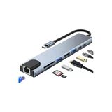 Coverzone 8 İn 1 Type C To 2 Port Usb 3.0 2 Sd Micro Kart Hdmı Rj45 2Pd Type C Çevirici Macbook Notebook Zr38