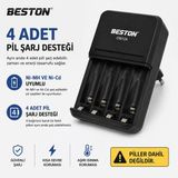 Coverzone AA AAA Şarjlı Pil Şarj Cihazı Ni-MH Ni-Cd Uyumlu 1-4 Pil Destekli Akıllı LED Göstergeli Otomatik Kesme Özellikli Hızlı Pil Şarj Ünitesi | Beston C9012A