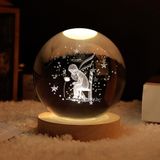 Coverzone Ahşap Standlı Cam Küre Işıklı Göz Yormayan Aşk Meleği Motifli Masaüstü Aydınlatma Gece Lambası Dekoratif Çocuk Odası Salon Yatak Odası Lamba 6cm x 6cm (Peri)