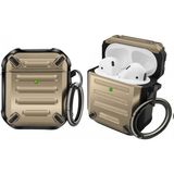 Coverzone Airpods 1 Için Kulaklık Koruyucu Çengelli Greenwood Armor Silikon Kılıf Gold