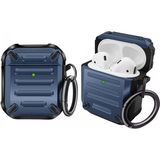 Coverzone Airpods 1 Için Kulaklık Koruyucu Çengelli Greenwood Armor Silikon Kılıf Lacivert