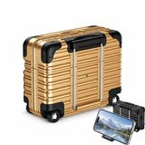 Coverzone AirPods 1/2 ile Uyumlu Mini Valiz Kulaklık Kılıfı Gold | Telefon standlı, sert korumalı mini valiz tasarım; çekilebilir aparatlı, taşınabilir ve şık kulaklık kılıfı.