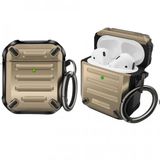 Coverzone Airpods 2 İle Uyumlu Kulaklık Koruyucu Çengelli Greenwood Armor Silikon Kılıf Gold