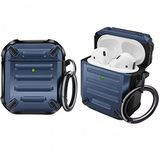 Coverzone Airpods 2 İle Uyumlu Kulaklık Koruyucu Çengelli Greenwood Armor Silikon Kılıf Lacivert