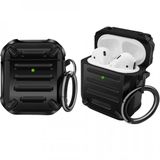 Coverzone Airpods 2 İle Uyumlu Kulaklık Koruyucu Çengelli Greenwood Armor Silikon Kılıf Siyah