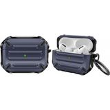 Coverzone Airpods 3 Için Kulaklık Koruyucu Çengelli Greenwood Armor Silikon Kılıf Lacivert