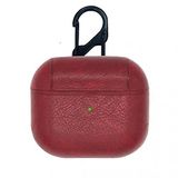 Coverzone Airpods 3 İle Uyumlu Brayn Style Kulaklık Koruyucu Çengelli Suni Deri Kılıf Kırmızı
