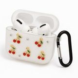 Coverzone AirPods 3. Nesil ile Uyumlu Glitter Silikon Kılıf Şeffaf Simli Koruyucu Kiraz Deseniyle Askı Aparatı Dahil Çanta Kolu ve Kemer Tokasına Takılabilir AirPods 3 için Kulaklık Kılıfı