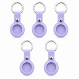 Coverzone AirTag ile Uyumlu Silikon Anahtarlık Kılıfı A020 Darbe Emici Koruma Metal Halkalı Tracker Holder Çizilmeye Dayanıklı Çanta Bavul Anahtar Evcil Hayvan Takibi Koruyucu Kılıf Lila 5 ADET