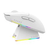 Coverzone AJAZZ AJ139 V2 MC Mouse 3 Farklı Bağlantı Modu-RGB Manyetik Şarj İstasyonlu-PAW 3311 Sensör-500 mAh Batarya-66 Gram (Beyaz)