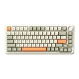 Coverzone Ajazz Ak820 Max 8000mAh Batarya, Dinamik RGB, Hot-Swap 3 Modlu Mekanik Klavye Oyun Klavyesi, Bluetooth / 2.4g Kablosuz/Type-C Kablolu (AK820 Max - Cream Orange - Flying Fish Switch)