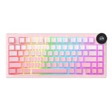 Coverzone Ajazz AK820 V2 White Peach Switch Kablosuz Manyetik Oyuncu Klavyesi 8K Hz 0.01mm RT 0.125ms Gecikme TFT Ekran 10000mAh RGB Bluetooth 5.0 2.4GHz USB-C (AK820 V2 - White Pink)