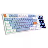 Coverzone AJAZZ AKP815%75 Low Profile Mekanik Klavye, 4.33'' LED Dokunmatik Ekranlı, Programlanabilir RGB Gasket Kablolu Klavye, 16 Tuşlu Özel Masa Kontrolcüsü (Mavi Beyaz - Kırmızı Switch)