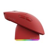 Coverzone Ajazz Kablosuz Oyuncu Mouse PAW3311 Sensör 24000 DPI 1000Hz 2.4G Bluetooth Kablolu Üç Modlu 800mAh RGB Manyetik Şarj Standlı 69g E Spor Fare | AJ139P V3 MC (AJ139P V3 MC - Kırmızı)