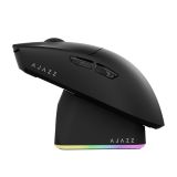 Coverzone Ajazz Kablosuz Oyuncu Mouse PAW3311 Sensör 24000 DPI 1000Hz 2.4G Bluetooth Kablolu Üç Modlu 800mAh RGB Manyetik Şarj Standlı 69g E Spor Fare | AJ139P V3 MC (AJ139P V3 MC - Siyah)