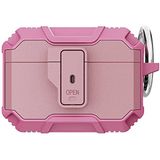 Coverzone Apple Airpods Pro ile uyumlu Kılıf Kulaklık Koruyucu Karbonfiber doku tasarımlı Çengel Aparatlı Airpods Pro ile uyumlu Airbag Panoply Pembe