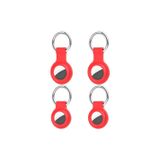 Coverzone Apple Airtag İle Uyumlu Anahtarlıklı Silikon Kılıf A010 Koruyucu Anahtarlık Kırmızı 4Lü Paket
