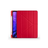 Coverzone Apple Ipad 10.2 (8.nesil) Tofu Folding Kalem Tutacaklı Standlı Kılıf Kırmızı