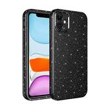 Coverzone Apple iPhone 11 ile uyumlu Z-Jelly Kılıf Kamera Korumalı Simli Işılıtılı Renkli Parlak Silikon Kapak-Siyah