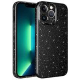 Coverzone Apple iPhone 13 Pro ile uyumlu Z-Jelly Kılıf Kamera Korumalı Simli Işılıtılı Renkli Parlak Silikon Kapak-Siyah
