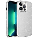 Coverzone Apple iPhone 13 Pro Max ile uyumlu Z-Jelly Kılıf Kamera Korumalı Simli Işılıtılı Renkli Parlak Silikon Kapak-Silver