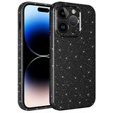 Coverzone Apple iPhone 14 Pro Max ile uyumlu Z-Jelly Kılıf Kamera Korumalı Simli Işılıtılı Renkli Parlak Silikon Kapak-Siyah