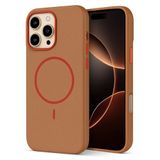 Coverzone Apple iPhone 16 Pro Max ile uyumlu Deri Görünmlü 2,5mm Kamera Koruma Çıkıntı Koruma Cowboy MagSafe ile uyumlu İç Kadife Yüzeyli Silikon Kılıf Brown