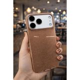 Coverzone Apple iPhone 17 Pro ile uyumlu Z-Jelly Kılıf Kamera Korumalı Simli Işılıtılı Renkli Parlak Silikon Kapak Kahve Rose