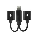 CoverZone Apple iPhone Lightning to Lightning Şarj Kulaklık Çoklayacı Konuşma Destekli Siyah