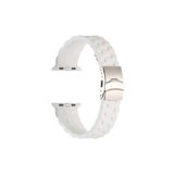 CoverZone Apple Watch 4 Beyaz 38-40 mm İle Uyumlu Metal Toka Delikli Ayarlanabilir Panoply Silikon Kordon