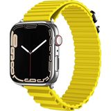 CoverZone Apple Watch 4 Uyumlu 42-44 mm Parçalı Çizgili Tasarım Denouement Kayış Sarı Kordon