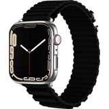 CoverZone Apple Watch 4 Uyumlu 42-44 mm Parçalı Çizgili Tasarım Denouement Kayış Siyah Kordon