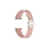 CoverZone Apple Watch 5 38-40 mm Uyumlu Metal Toka Delikli Panoply Silikon Pembe Kordon