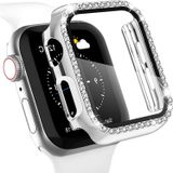 Coverzone Apple Watch İle Uyumlu 1 2 3 İle Uyumlu 38 Mm Özel Üretim Işıltılı Lüks Şık Darbe Emici Zarif Elmas Taşlı Kasa Ve Ekran Koruyucu Kılıf İnci Gümüş