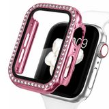 Coverzone Apple Watch İle Uyumlu 2-3-4-5-6-se 7 8 9 İle Uyumlu 40 Mm Özel Üretim Işıltılı Lüks Şık Darbe Emici Zarif Elmas Taşlı Kasa Ve Ekran Koruyucu Kılıf İnci Pembe