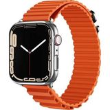 CoverZone Apple Watch Ultra Uyumlu 49 mm Parçalı Çizgili Tasarım Denouement Kayış Turuncu Kordon