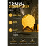 CoverZone Ay Görünümlü Ultrasonik Difüzör Hava Nemlendirici ve Gece Lambası, Renk Değiştiren Dekoratif LED Işık, Sürekli ve Aralıklı Buhar Modu, Type-C USB Masaüstü Humidifier | HSN30 - Beyaz