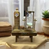Coverzone Beyaz Saat Kule Kum Saati Retro Vintage Müzik Severler için Ev Masaüstü Dekorasyon Doğum Günü Noel Yeni Yıl Hediyeleri 15cm (Beyaz Saat Kule)