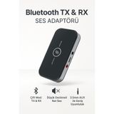 Coverzone Bluetooth 5.0 2-in-1 Ses Verici Alıcı – AUX TX/RX Kablosuz Müzik Adaptörü TV/PC/Araç | ZR1137