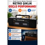 Coverzone Bluetooth Destekli Çift Kasetçalar Radyo USB TF MP3 Çalar Şarjlı Taşınabilir PX-888BT