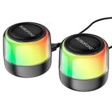Coverzone Borofone Çiftli RGB Işıklı Kablolu veya Kablosuz Stereo Speaker Bluetooth Hoparlör Taşınabilir Hoparlör Ofis ve Ev TV ve Bilgisayar için Kablosuz Hoparlör BP12